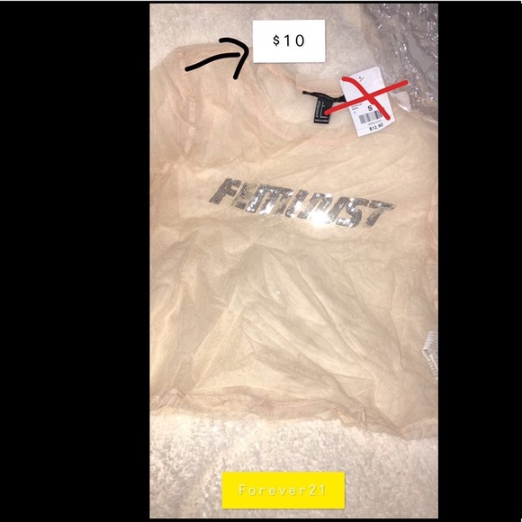 Forever 21 Tops - Sheer nude “feminist” crop